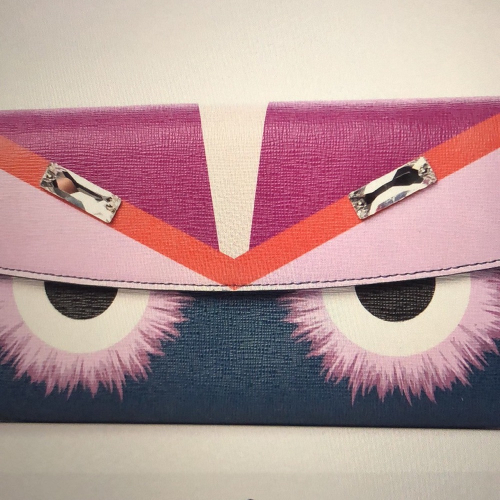 - Fendi Vitello Elite Crystal Eye Monster Wallet NEW - Picture 2 of 7